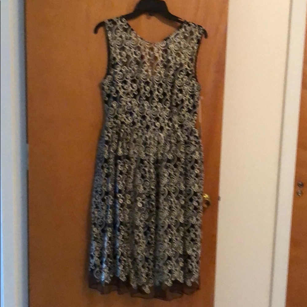Allythea - Black  and Gold Lace Dress
